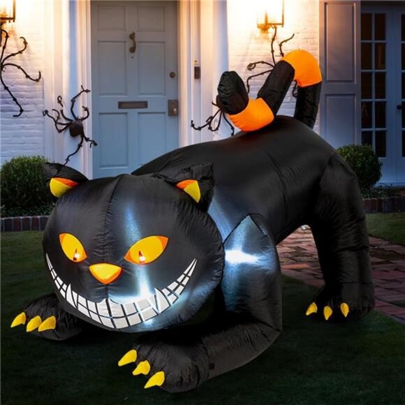 6FT Halloween Inflatables Outdoor Black Cat with Shakable Head,Blow Up YardDecor - Picture 2 of 7